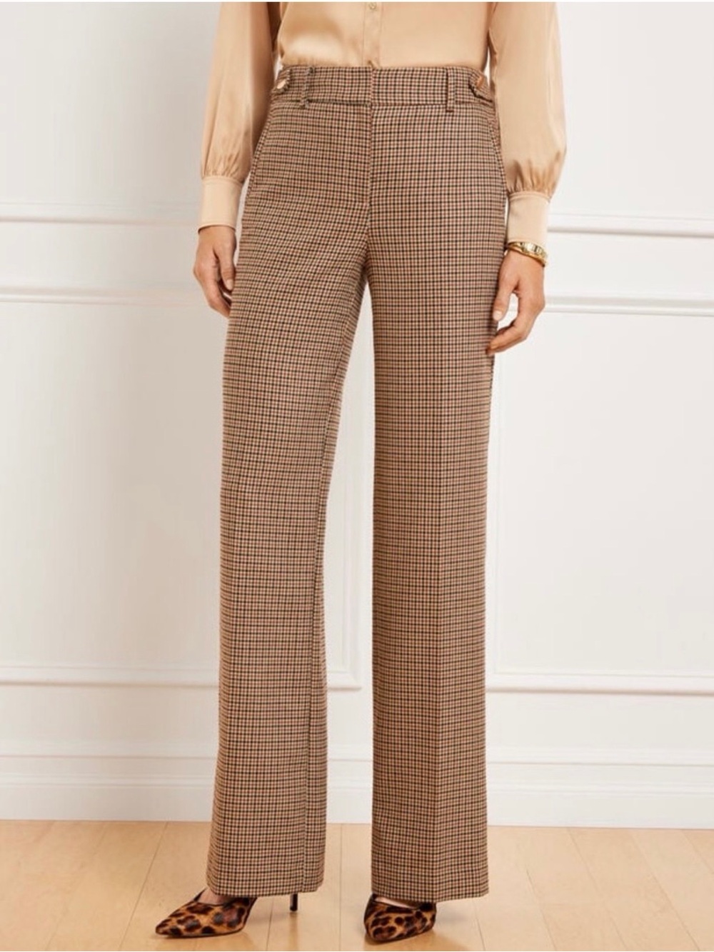 Talbots The Greenwich Wide Leg Houndstooth Pant Size 14P
